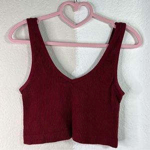 Forever 21 Red V Neck Crop Top, Size Medium